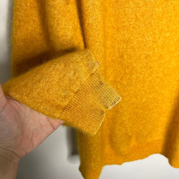 Beams Plus Sweater Size Large Cardigan Yellow Contrast Stripe Mohair Nylon Japan - Picture 12 of 13